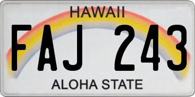 HI license plate FAJ243