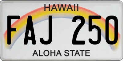 HI license plate FAJ250