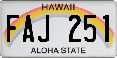 HI license plate FAJ251