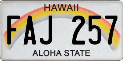 HI license plate FAJ257