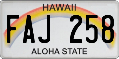 HI license plate FAJ258