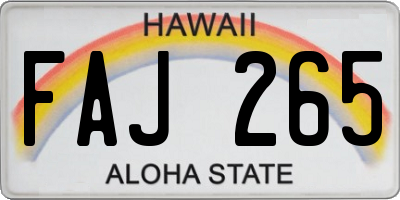 HI license plate FAJ265