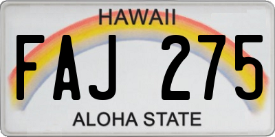 HI license plate FAJ275