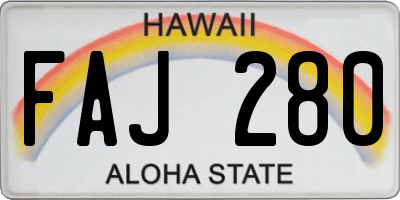 HI license plate FAJ280