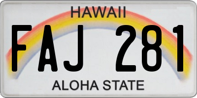 HI license plate FAJ281