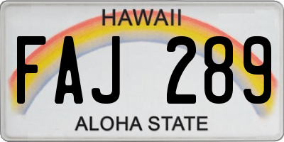 HI license plate FAJ289