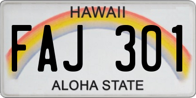 HI license plate FAJ301