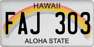 HI license plate FAJ303