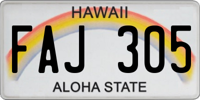 HI license plate FAJ305