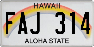 HI license plate FAJ314