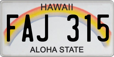 HI license plate FAJ315