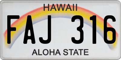 HI license plate FAJ316
