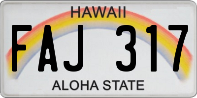 HI license plate FAJ317