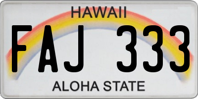 HI license plate FAJ333