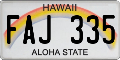HI license plate FAJ335