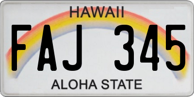 HI license plate FAJ345