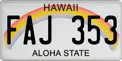 HI license plate FAJ353