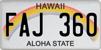 HI license plate FAJ360