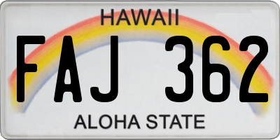 HI license plate FAJ362