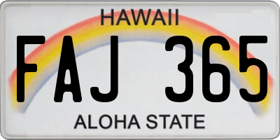 HI license plate FAJ365