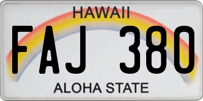 HI license plate FAJ380