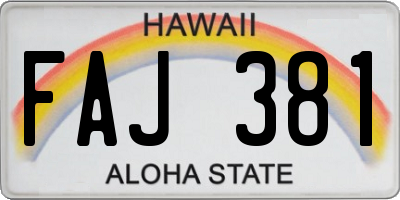 HI license plate FAJ381