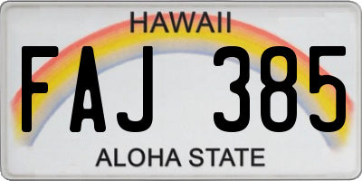 HI license plate FAJ385