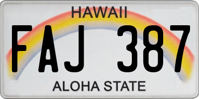 HI license plate FAJ387