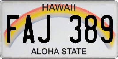 HI license plate FAJ389