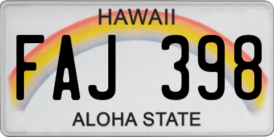 HI license plate FAJ398