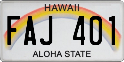 HI license plate FAJ401