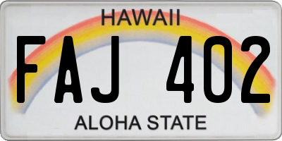 HI license plate FAJ402