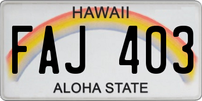 HI license plate FAJ403
