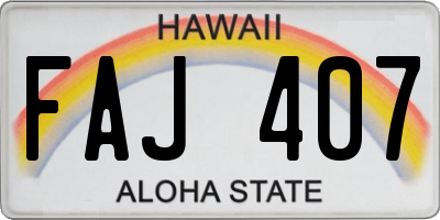 HI license plate FAJ407