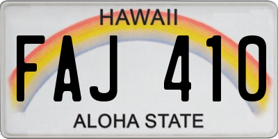 HI license plate FAJ410