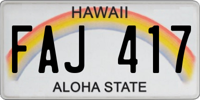 HI license plate FAJ417