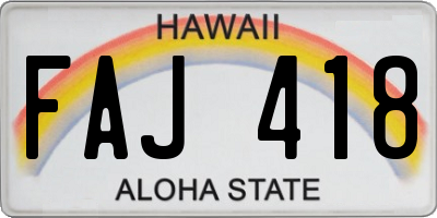 HI license plate FAJ418