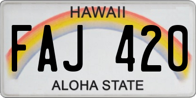 HI license plate FAJ420