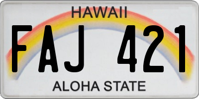 HI license plate FAJ421