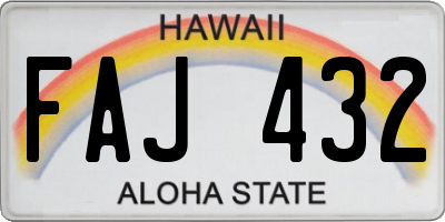 HI license plate FAJ432