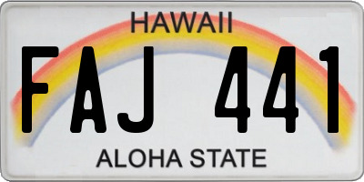 HI license plate FAJ441