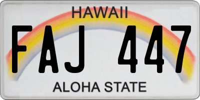 HI license plate FAJ447