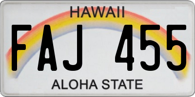 HI license plate FAJ455