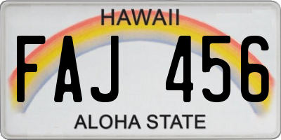 HI license plate FAJ456