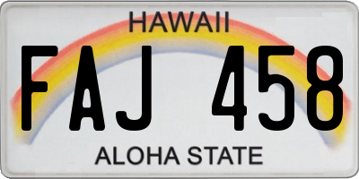 HI license plate FAJ458
