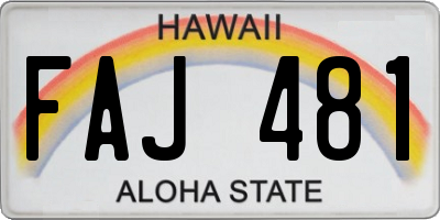 HI license plate FAJ481