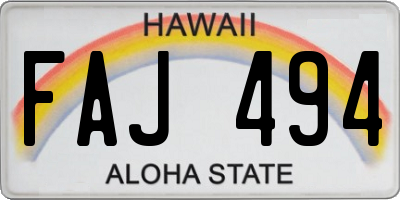 HI license plate FAJ494