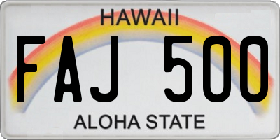 HI license plate FAJ500