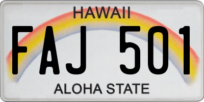 HI license plate FAJ501