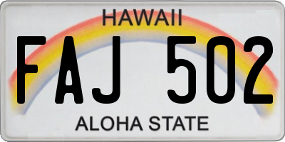 HI license plate FAJ502